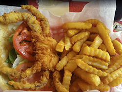 The Ole Spider Burger Softshell Crab Sandwich - Docs Seafood Shack Alabama